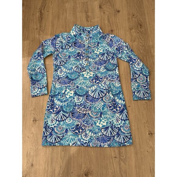 Lilly Pulitzer Women's Captain Popover Dress Half Shell Turquoise #000698 Size L - Picture 1 of 10